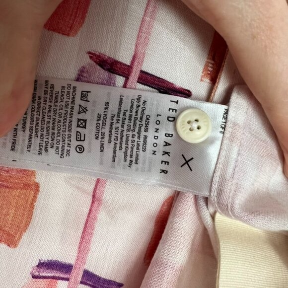 Ted Baker Lyocell Linen Cotton Short Sleeve Button Down Shirt 3 Medium - Picture 6 of 8